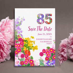 85th Birthday Floral Modern - 85 Years Save The Date
