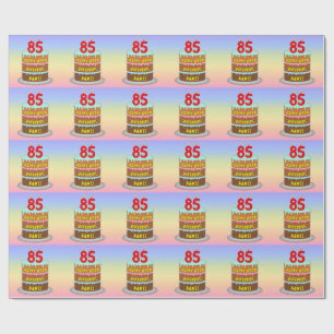 85th Birthday: Fun Cake and Candles + Custom Name Wrapping Paper