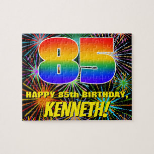 85th Birthday: Fun, Colourful Celebratory Firework Jigsaw Puzzle