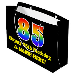 85th Birthday ~ Fun, Colourful, Vibrant, Rainbow 8 Large Gift Bag