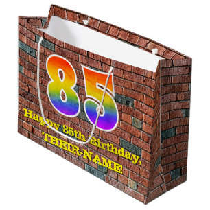 85th Birthday: Fun, Graffiti-Inspired Rainbow # 85 Large Gift Bag