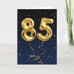 85th Birthday Gold Mylar Balloon and Confetti Card