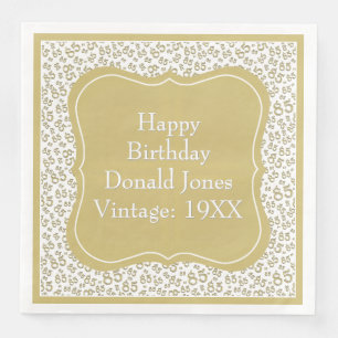 85th Birthday Gold/White Bracket Number Pattern Napkin