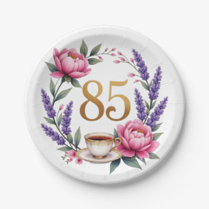 85th Birthday Grandma Floral Paper Plate