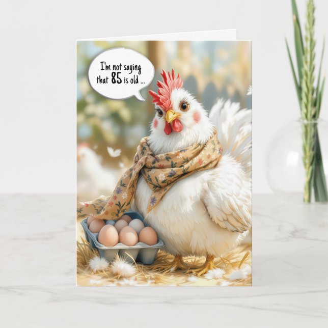85th Birthday Hen With Eggs in Carton Card (Front)