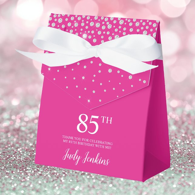 85th Birthday Hot Pink Sparkly Thank You Favour Box (Creator Uploaded)