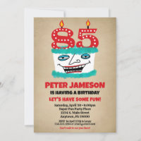 85th Birthday Invitation Funny Cake Casual Mens