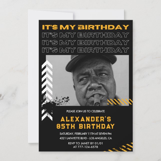 85th birthday invitations Men Photo Spray paint (Front)