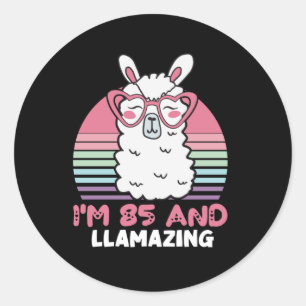 85th Birthday Llamazing Llama 85 Year Old Birthday Classic Round Sticker