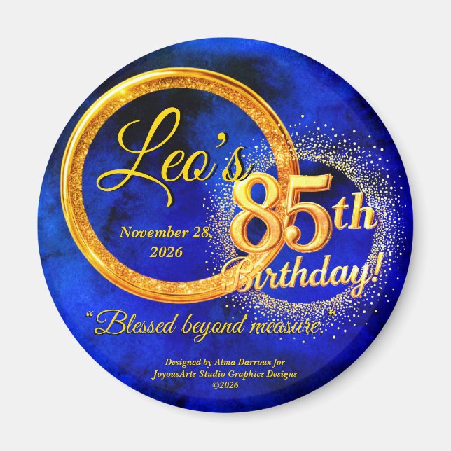 85th Birthday Magnet Keepsake/Favour (Front)