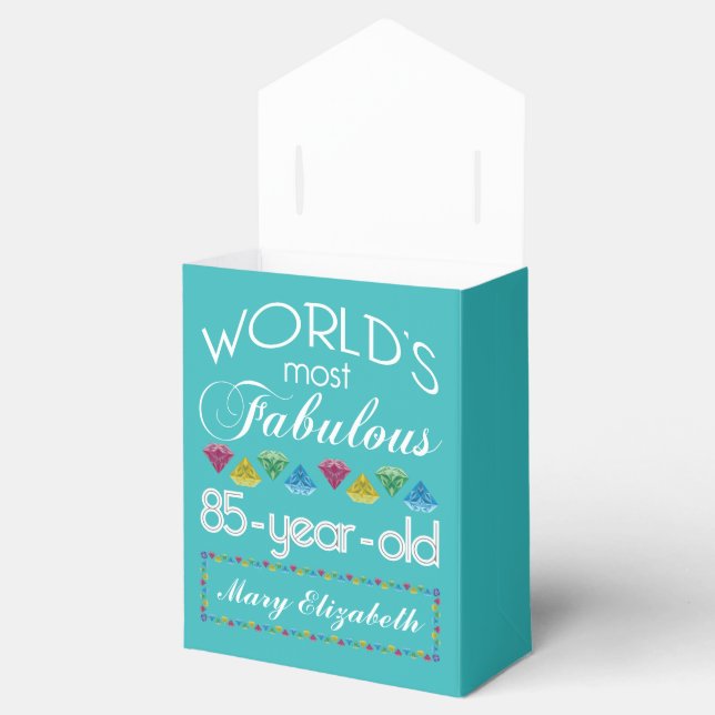 85th Birthday Most Fabulous Colourful Gem Turquois Favour Box (Opened)