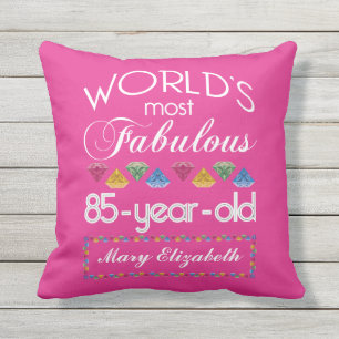 85th Birthday Most Fabulous Colourful Gems Pink Cushion