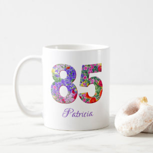 85th birthday mug floral 80 years flower mug
