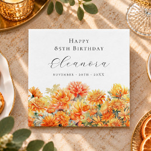 85th Birthday November Birth Flower Chrysanthemum Napkin