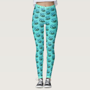85th Birthday or Anniversary Peacock Feathers Leggings