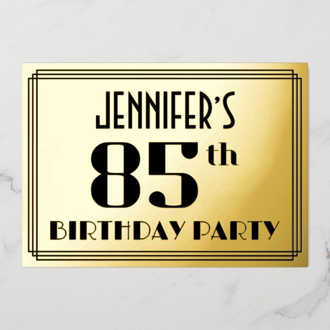 85th Birthday Party: Art Deco Look “85” and Name (Front)