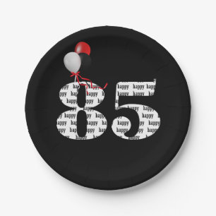 85th birthday party balloons paper plate