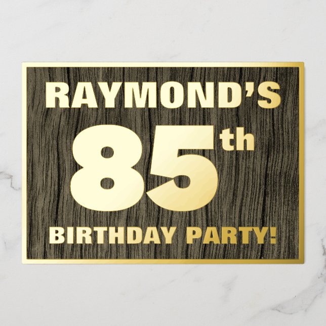 85th Birthday Party: Bold, Faux Wood Grain Pattern (Front)