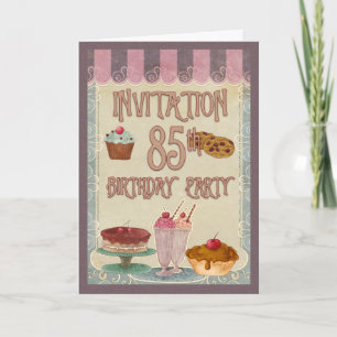 85th Birthday Party - Cakes, Cookies, Ice Cream Invitation