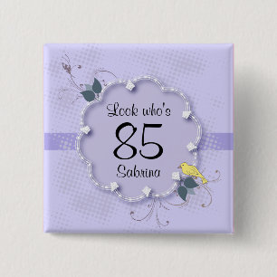 85th Birthday Party DIY Text 15 Cm Square Badge