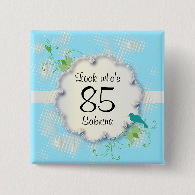 85th Birthday Party | DIY Text 15 Cm Square Badge (Front)