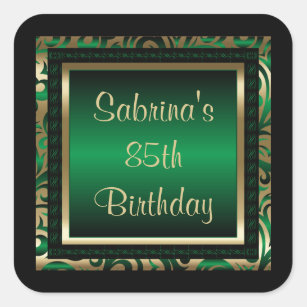 85th Birthday Party   DIY Text   Green Square Sticker