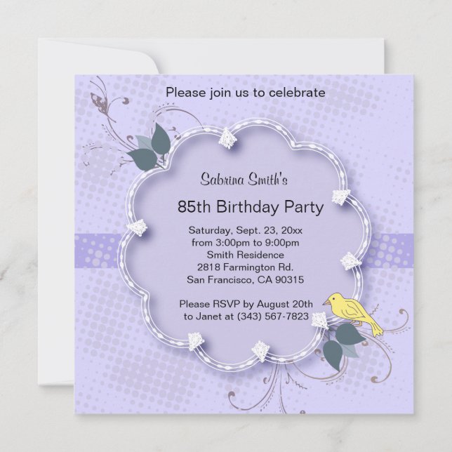 85th Birthday Party | DIY Text Invitation (Back)