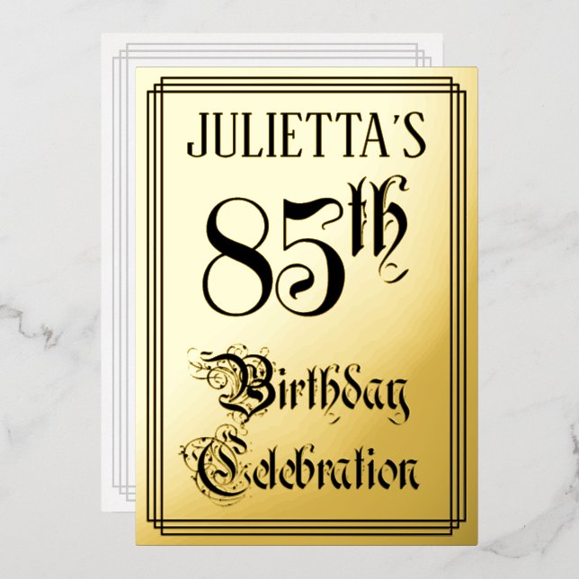 85th Birthday Party — Elegant Script + Custom Name (Front/Back)
