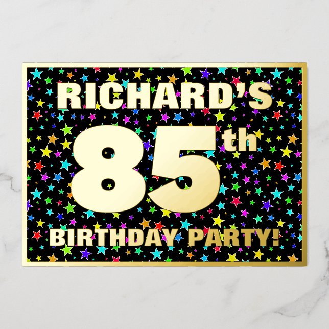 85th Birthday Party — Fun, Colourful Stars Pattern (Front)