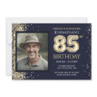 85th Birthday Party Gold Glitter Blue Photo