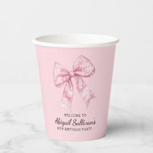85TH Birthday Party Golf Theme Pink Bow Golf Ball Paper Cups