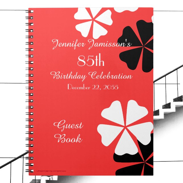 85th Birthday Party Guest Book Red/White Notebook  (Creator Uploaded)