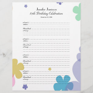85th Birthday Party Guest Book Sign-In Page
