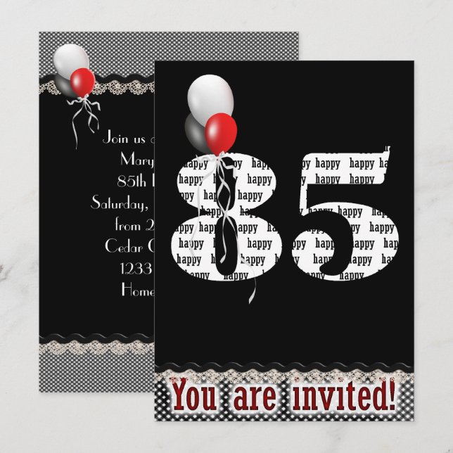 85th Birthday Party Invitation (Front/Back)