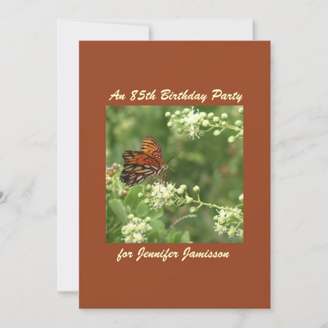 85th Birthday Party Invitation Butterfly (Front)