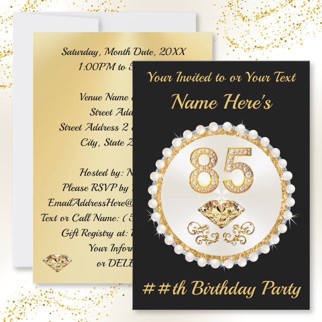 85th Birthday Party Invitations, Personalised Invitation (Invitations for 85th birthday party. 85th birthday party ideas for grandma. 85th birthday ideas. Mom)