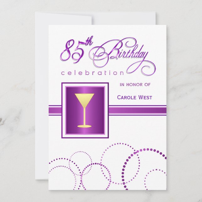 85th Birthday Party Invitations - with Monogram (Front)