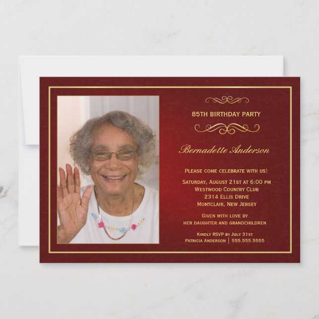 85th Birthday Party Invitations - with photo (Front)