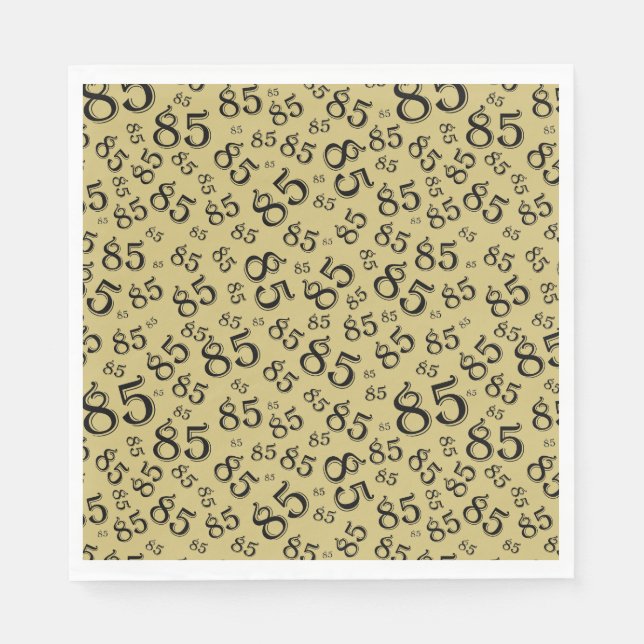 85th Birthday Party Number Pattern Gold/Back Napkin (Front)