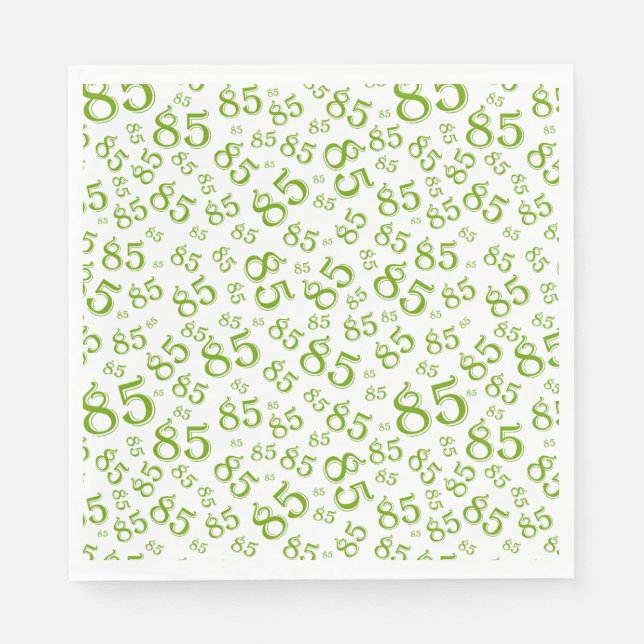 85th Birthday Party Number Pattern Green/White Napkin (Front)