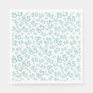85th Birthday Party Number Pattern Teal/White Napkin