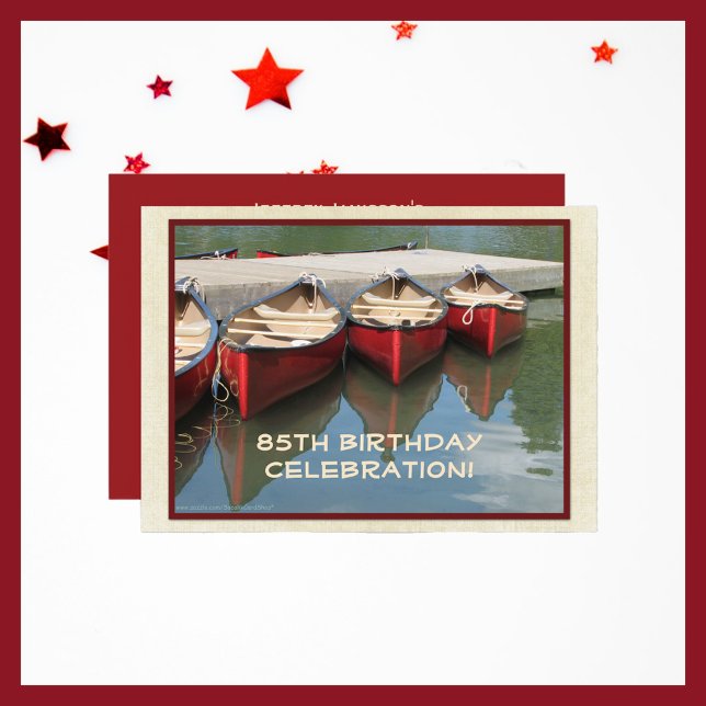 85th Birthday Party, Red Canoes, Reflection Invitation (Creator Uploaded)