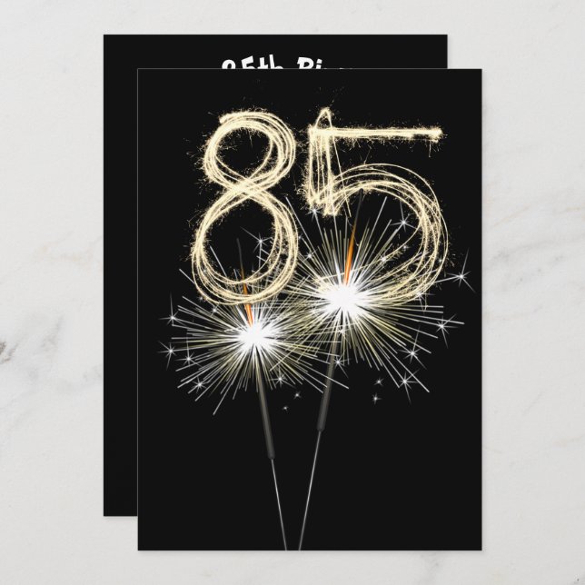85th Birthday Party Sparkler   Invitation (Front/Back)