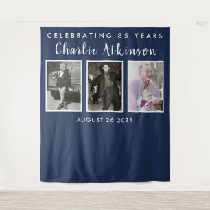 85th birthday photo collage backdrop banner tapestry