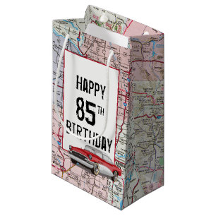 85th Birthday Retro Buick On Map Small Gift Bag