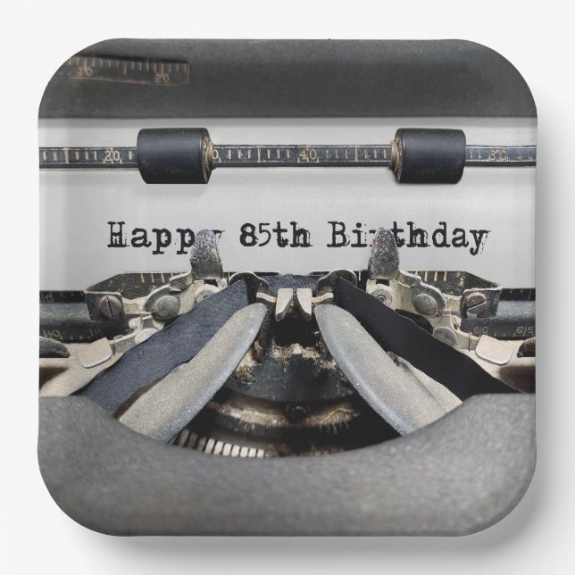 85th Birthday Retro Typewriter  Paper Plate (Front)