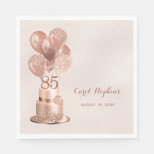 85th Birthday Rose Gold Cake Napkin