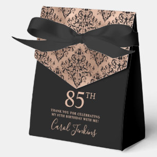 85th Birthday Rose Gold Damask Thank You Favour Box