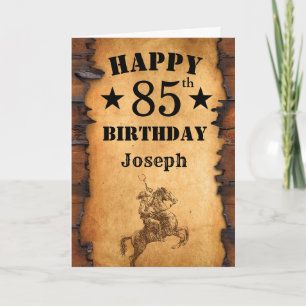 85th Birthday Rustic Country Western Cowboy Horse Card