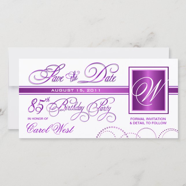 85th Birthday - Save the Date Announcement (Front)